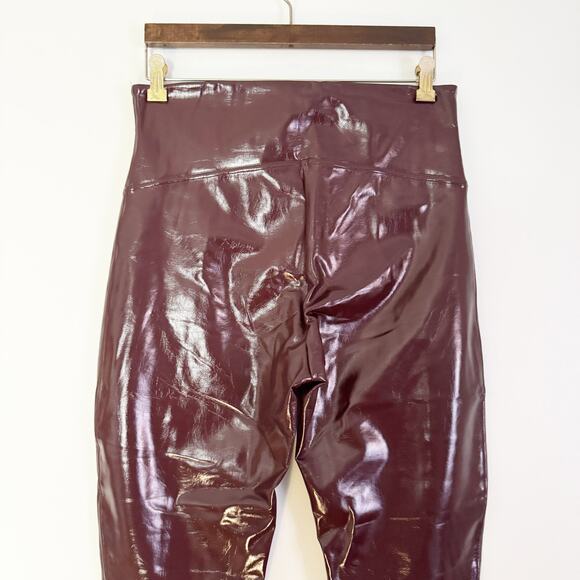 SPANX Faux Patent Leather Leggings Ruby Burgundy XL - Picture 8 of 11